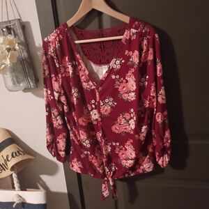 Floral Burgundy Women's Top